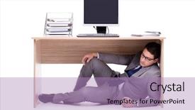  Presentation with businessman loses - Colorful presentation enhanced with businessman hiding in the ofice backdrop and a coral colored foreground