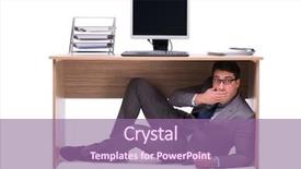  Presentation with motivation ball hill businessman - Slide set consisting of businessman hiding in the ofice background and a coral colored foreground