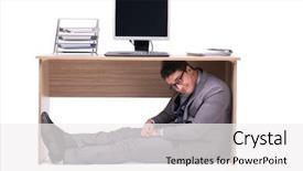  Presentation with businessman loses - Theme featuring businessman hiding in the ofice background and a  colored foreground