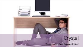  Presentation with businessman loses - Presentation design consisting of businessman hiding in the ofice background and a  colored foreground