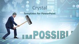  Presentation with work the word in your life - Slide deck featuring businessman-hitting-the-word-impossible background and a light blue colored foreground