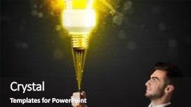  Presentation with eco friendly - Beautiful presentation design featuring businessman hold a shining eco-friendly idea bulb on a black background backdrop and a dark gray colored foreground