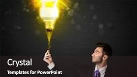  Presentation with eco friendly - Presentation theme featuring businessman hold a shining eco-friendly idea bulb on a black background background and a dark gray colored foreground