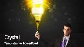  Presentation with eco friendly - PPT layouts enhanced with businessman hold a shining eco-friendly idea bulb on a black background background and a dark gray colored foreground