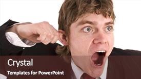  Presentation with hold hand - Cool new PPT layouts with businessman hold hand near ear isolated backdrop and a tawny brown colored foreground