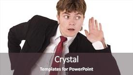  Presentation with hold hand - PPT layouts enhanced with businessman hold hand near ear isolated background and a tawny brown colored foreground