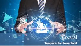  Presentation with concept - Presentation theme consisting of businessman-holdig-business-icons-concept background and a  colored foreground