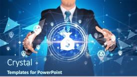  Presentation with christian holy communion concept bible - Presentation design having businessman-holdig-business-icons-concept background and a ocean colored foreground