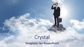  Presentation with clouds - Slide deck with businessman holding a briefcase while background and a sky blue colored foreground