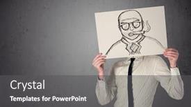  Presentation with smoking - Slide set enhanced with businessman holding a cardboard with a smoking man on it in front of his head background and a dark gray colored foreground