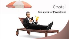 Presentation with under umbrella - Colorful theme enhanced with businessman-holding-a-cocktail backdrop and a white colored foreground