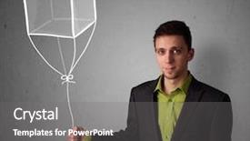  Presentation with cube - Colorful slide set enhanced with businessman holding a drawn cube backdrop and a gray colored foreground