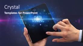  Presentation with data security - Theme consisting of foldable smartphone with data mining background and a ocean colored foreground