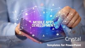  Presentation with mobile technology - Slide deck having foldable smartphone with mobile background and a ocean colored foreground