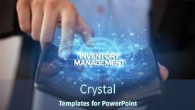  Presentation with inventory management - Beautiful slide set featuring businessman holding a foldable smartphone with inventory management inscription new business concept backdrop and a ocean colored foreground