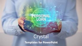  Presentation with business loan - Cool new presentation with businessman-holding-a-foldable-smartphone backdrop and a seafoam green colored foreground