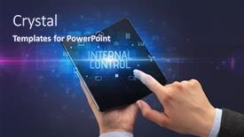  Presentation with cyber security - Slide deck featuring businessman-holding-a-foldable-smartphone background and a navy blue colored foreground