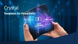  Presentation with deep web - Beautiful theme featuring businessman-holding-a-foldable-smartphone backdrop and a ocean colored foreground