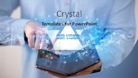  Presentation with business vision - Presentation with businessman-holding-a-foldable-smartphone background and a light blue colored foreground