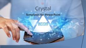  Presentation with smartphone - Presentation theme having businessman-holding-a-foldable-smartphone background and a light blue colored foreground