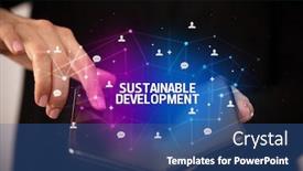  Presentation with sustainable development - Slide deck featuring businessman-holding-a-foldable-smartphone background and a ocean colored foreground