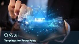  Presentation with budget - Amazing slide set having businessman-holding-a-foldable-smartphone backdrop and a ocean colored foreground