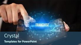  Presentation with franchise - Audience pleasing slide set consisting of businessman-holding-a-foldable-smartphone backdrop and a ocean colored foreground