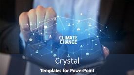  Presentation with climate - Presentation design consisting of businessman-holding-a-foldable-smartphone background and a ocean colored foreground