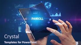  Presentation with payroll - Slide set featuring businessman-holding-a-foldable-smartphone background and a ocean colored foreground