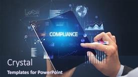  Presentation with compliance - Cool new presentation theme with businessman-holding-a-foldable-smartphone backdrop and a ocean colored foreground