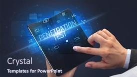  Presentation with cyber security - Theme consisting of businessman-holding-a-foldable-smartphone background and a navy blue colored foreground