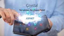  Presentation with smartphone - Audience pleasing presentation consisting of businessman-holding-a-foldable-smartphone backdrop and a light blue colored foreground