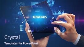  Presentation with smartphone - Theme featuring businessman-holding-a-foldable-smartphone background and a navy blue colored foreground