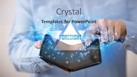  Presentation with foresight - Audience pleasing PPT theme consisting of businessman-holding-a-foldable-smartphone backdrop and a light blue colored foreground