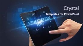  Presentation with cyber security - Audience pleasing PPT theme consisting of businessman-holding-a-foldable-smartphone backdrop and a navy blue colored foreground