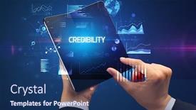  Presentation with smartphone - Slides having businessman-holding-a-foldable-smartphone background and a ocean colored foreground