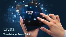  Presentation with bounce - Cool new theme with businessman-holding-a-foldable-smartphone backdrop and a navy blue colored foreground