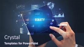  Presentation with equity - PPT theme with businessman-holding-a-foldable-smartphone background and a ocean colored foreground