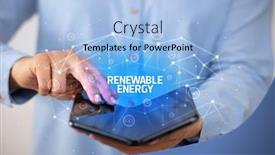  Presentation with renewable energy - PPT theme enhanced with businessman-holding-a-foldable-smartphone background and a light blue colored foreground