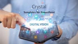  Presentation with vision - Beautiful PPT theme featuring businessman-holding-a-foldable-smartphone backdrop and a light blue colored foreground