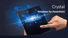  Presentation with cyber security - Theme consisting of businessman-holding-a-foldable-smartphone background and a navy blue colored foreground