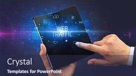  Presentation with web security - Slides consisting of businessman-holding-a-foldable-smartphone background and a navy blue colored foreground