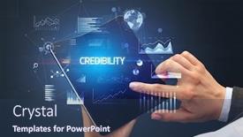  Presentation with smartphone - Presentation theme with businessman-holding-a-foldable-smartphone background and a ocean colored foreground