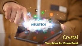  Presentation with smartphone - Colorful slides enhanced with businessman-holding-a-foldable-smartphone backdrop and a tawny brown colored foreground