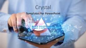  Presentation with best practice - PPT layouts with businessman-holding-a-foldable-smartphone background and a light blue colored foreground