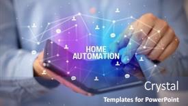  Presentation with new technology - Audience pleasing presentation design consisting of businessman-holding-a-foldable-smartphone backdrop and a  colored foreground