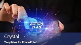  Presentation with smartphone - Slide deck featuring businessman-holding-a-foldable-smartphone background and a  colored foreground