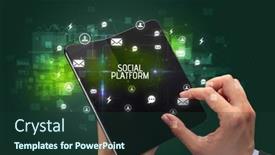  Presentation with social media - Slides consisting of businessman-holding-a-foldable-smartphone background and a tawny brown colored foreground