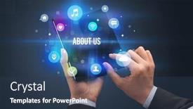  Presentation with smartphone - Presentation consisting of businessman-holding-a-foldable-smartphone background and a ocean colored foreground