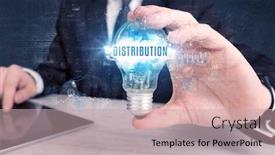  Presentation with distribution light - Colorful theme enhanced with businessman-holding-a-light-bulb backdrop and a soft green colored foreground